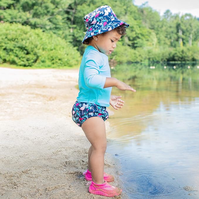 i Play Girls Swim Diaper Navy Flamingo's-3T