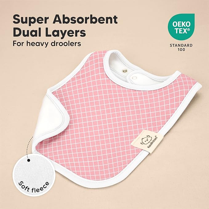 KeaBabies 8-Pack Organic Baby Bibs for Boys, Girls - Super Absorbent Cotton Drool Bibs for Baby Girl & Boy, Teething Toddler, Drooling Newborn, Ultra Soft & Machine Washable (Blush)