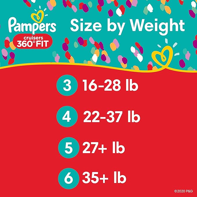 Diapers Size 4, 140 Count - Pampers Pull On Cruisers 360Ë Fit Disposable Baby Diapers with Stretchy Waistband, ONE Month Supply (Packaging May Vary)