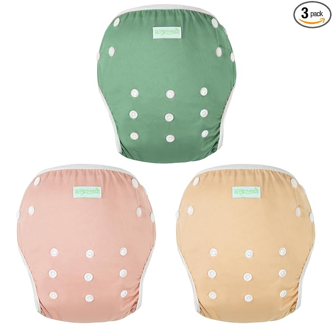 wegreeco Baby & Toddler Snap One Size Adjustable Reusable Baby Swim Diaper (Mild, Large, 3 Pack)