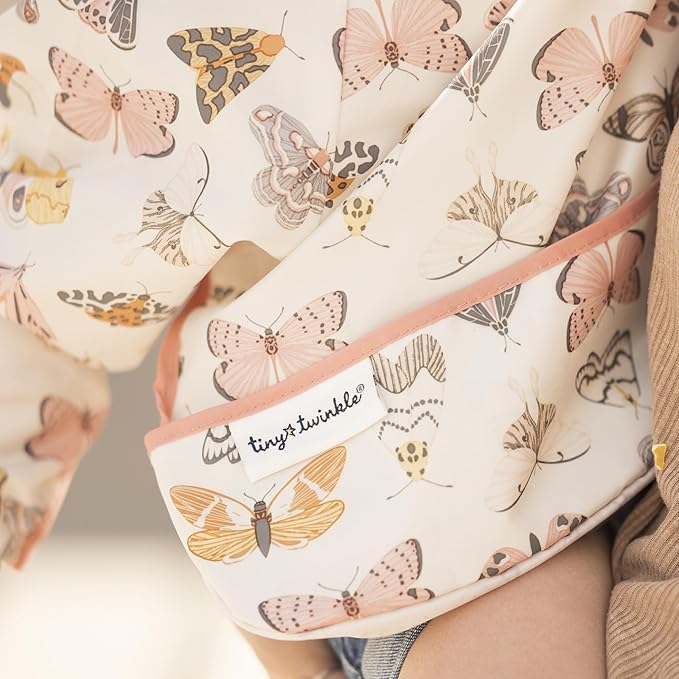 Tiny Twinkle Long Sleeve Bib for Babies & Toddlers | Waterproof Smock Bib for Eating | Machine Washable & Mess-Proof Feeding Essentials | Newborn Shower Gift (Flutter, 2-4Y)