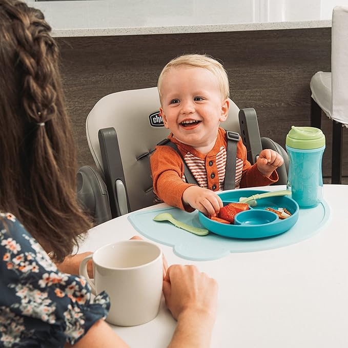 Chicco Polly Space-Saving Foldable High Chair with Easy-Clean Seat Pad, High Chair for Babies and Toddlers with Multi-Position Recline and Height Adjustment, for Children up to 40 lbs., Taupe/Beige