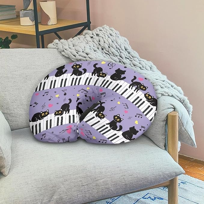 Musical Graphic Pattern Feeding Pillow Cover Breastfeeding Pillow Slipcover for Newborn Girls Boys Soft Nursing Pillow Case Skin-Friendly U-Shaped Hidden Zipper Design