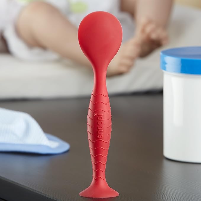 Ergo Brush Diaper Cream Applicator for a Baby Bum | Medical-Grade Silicone Diaper Rash Cream Bottom Brush Keeps Hands/Fingernails Clean (Cardinal Red)