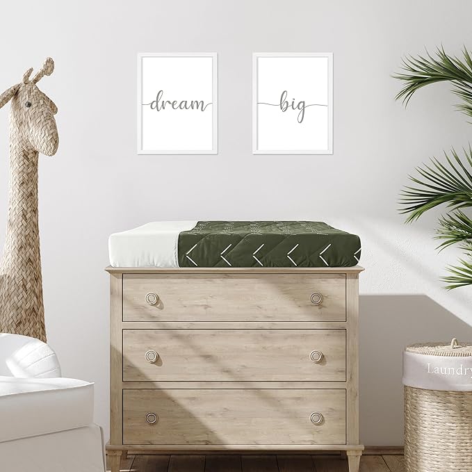Sweet Jojo Designs Dark Green Boho Arrow Boy Girl Baby Changing Pad Cover Infant Newborn Diaper Table Change Mat Sheet Hunter Sage Modern Bohemian Gender Neutral Farmhouse Shabby Chic Ivory Arrows