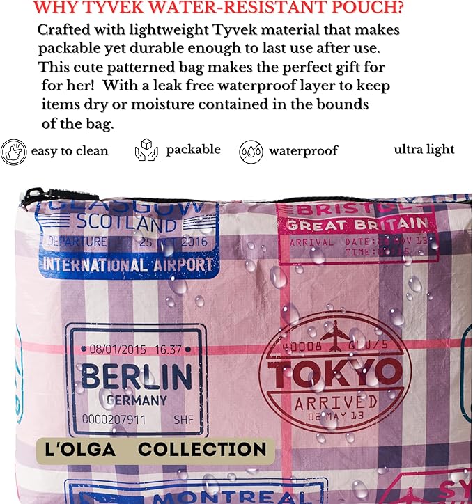 L'OLGA COLLECTION Mid Pouch | Lightweight Reusable Makeup Bag, Toiletries | Splash-proof Cosmetic Bag, Packable & Travel Waterproof Beach Swimsuit Bathing Suit Bikini Zipper Gift for Her