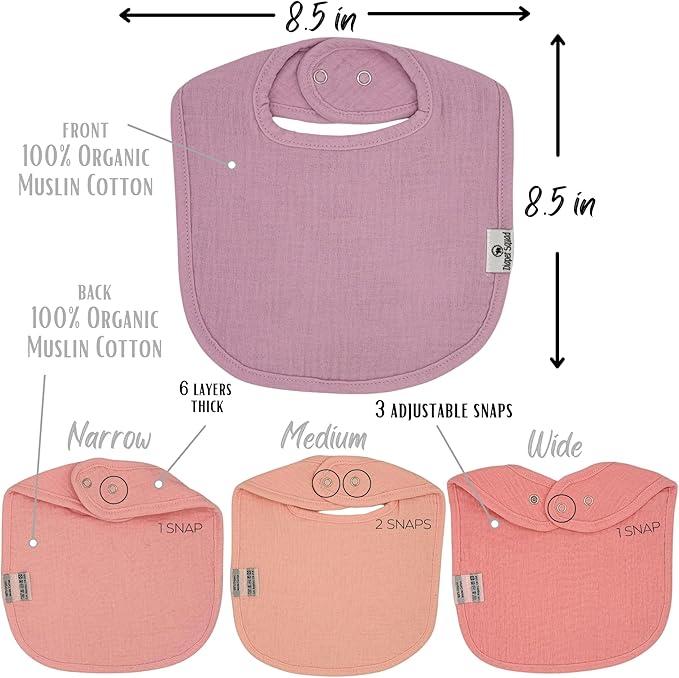DiaperSquad's 100% Organic Cotton Baby Drool Bibs, Super Absorbent & Adjustable Baby Bibs for Drooling and Teething