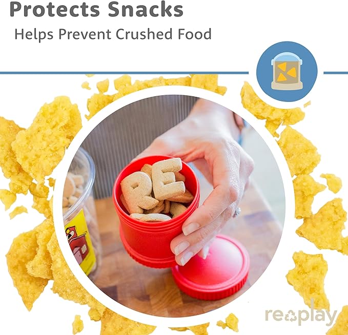 Re-Play Snack Stack Toddler Containers, 2 Sets - Stackable Cups with Travel Lid & Strap for On-the-Go, BPA-Free, Made in USA, Sand/Desert