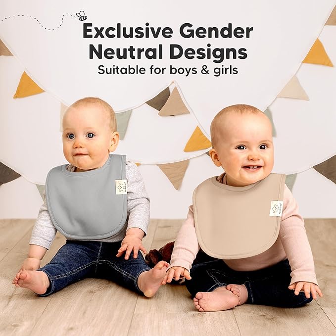 8-Pack Organic Baby Bibs for Boys, Girls - Soft Cotton Drooling and Teething Bibs for Baby Girl & Boy, Extra Absorbent, Easy to Clean & Put On for Toddler, Newborn, Infant 0-24 Months (Muted Pastel)