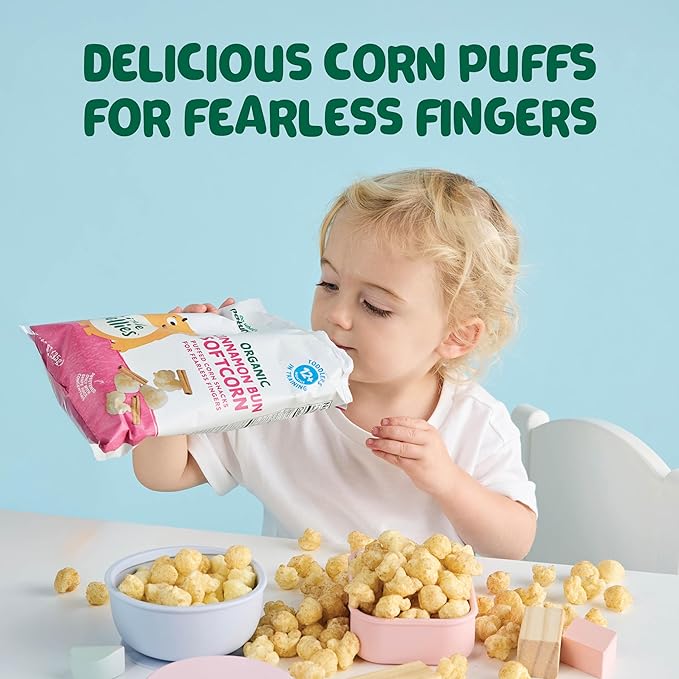 Little Bellies Organic Cinnamon Bun Softcorn Toddler Snack (5 x 1.25 oz Individual Packs)
