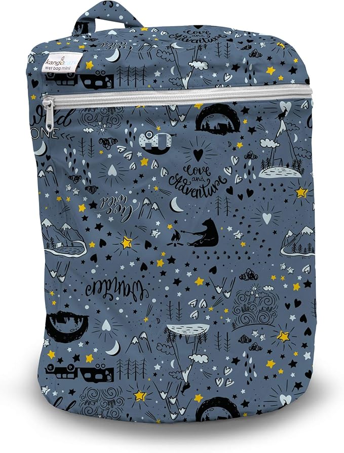 Kanga Care Wet Bag MINI Seam Sealed Waterproof 3D Dimensional for Baby Cloth Diapers, Travel, Beach, Pool, Gym, Swim | Wander
