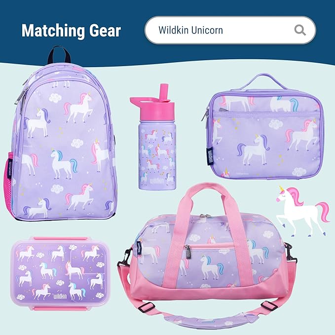 Wildkin Wet Bag Set for Boys, & Girls – Durable Zipper with Snap Loop Handle, Reusable Water-Resistant Bags for Beach, Pool, Travel & Gym - Unicorn