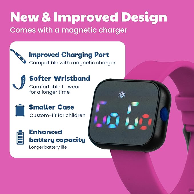 Potty Training Watch for Kids V2 – A Water Resistant Toilet Reminder Device for Boys & Girls to Train Your Toddler with Fun/Musical & Vibration Interval Reminder with Potty Training eBook (Magenta)