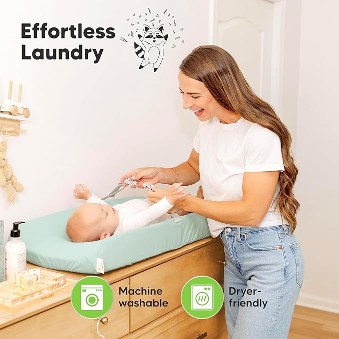 2-Pack Baby Changing Pad Cover for Girl, Boy - 34x18 Soft Viscose Derived from Bamboo Baby Diaper Changing Table Pad Cover Sheets, Neutral, Snug Fit Nursery Diaper Change Sheets (Pastel)