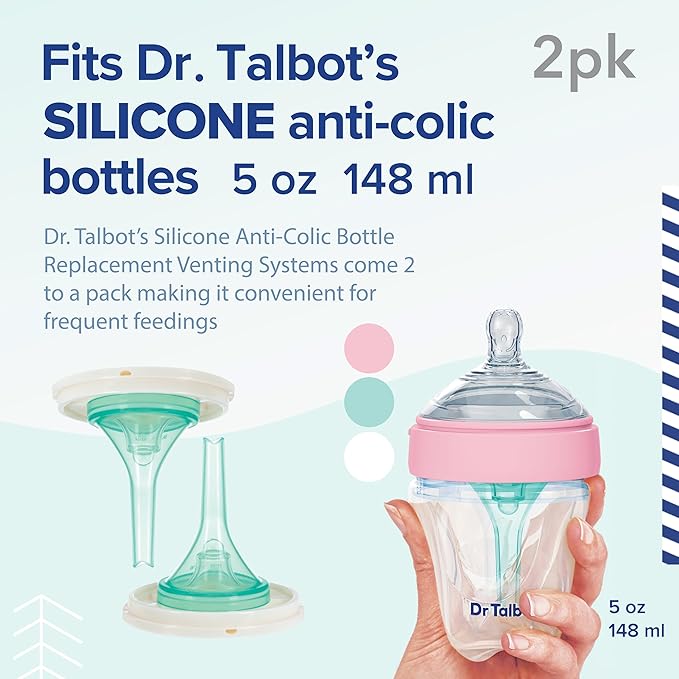 Dr. Talbot's Silicone Anti-Colic Bottle Replacement Valves - 5 oz Anti Colic Baby Bottle - Feeding Supplies for Newborn - (2-Pack) Replacement Venting System