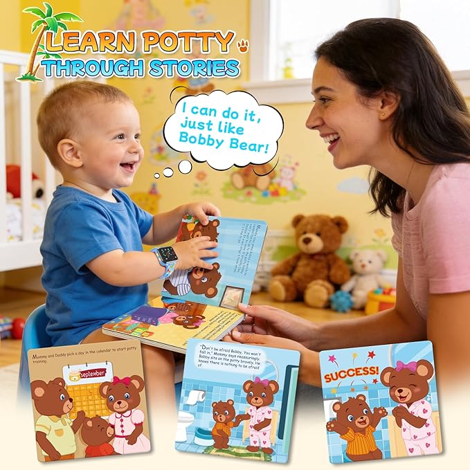 Potty Training Watch & Chart & Book for Toddler Boys: Water Resistant Potty Watches Dinosaur Potty Training Sticker Reward Chart for Kids 3 in 1 Toddler Toilet Training Tools Set (Blue)