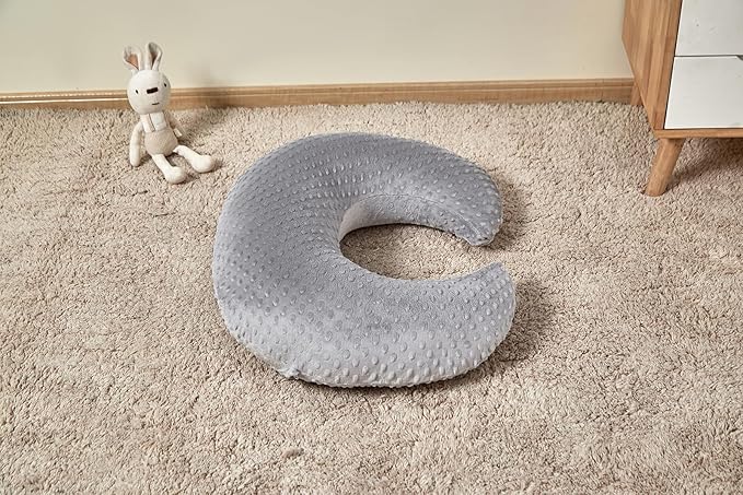 ESEN Plus Size Nursing Pillow and Body Positioner for Breast Feeding and Bottle Feeding, Ultra Soft Baby Breastfeeding Pillows with Removable Nursing Pillow Cover for Mom and Baby (Gray)