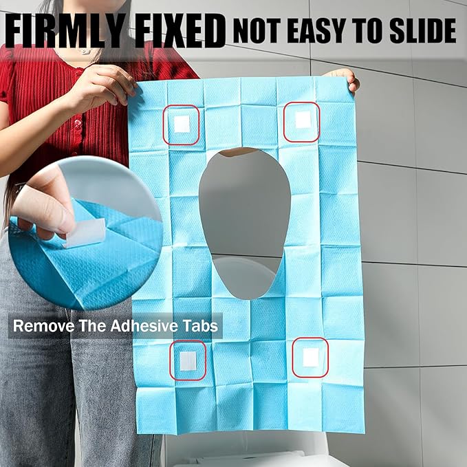 Rgqphantom 50 Pack Toilet Seat Covers Disposable 16x24 Inch XL Portable Toilet Liners Travel Seat Cover for Outdoors,Hotel, Hospital, Travel, Public Toilet Seat Cover (50pack, BLUE)