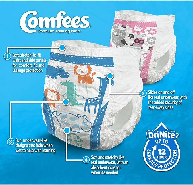 Attends Comfees Toddler Toddler Training Pants Size 3T to 4T 32 to 40 lbs. CMF-B3, 23 Ct