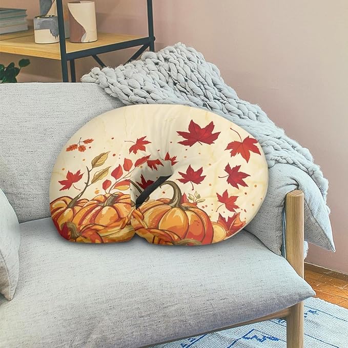 Pumpkins Maple Nursing Pillow Cover Breathable Neutral Breastfeeding Pillow Cover with Hidden Zipper Removable Thanksgiving Pillow Cover for Infant Snug