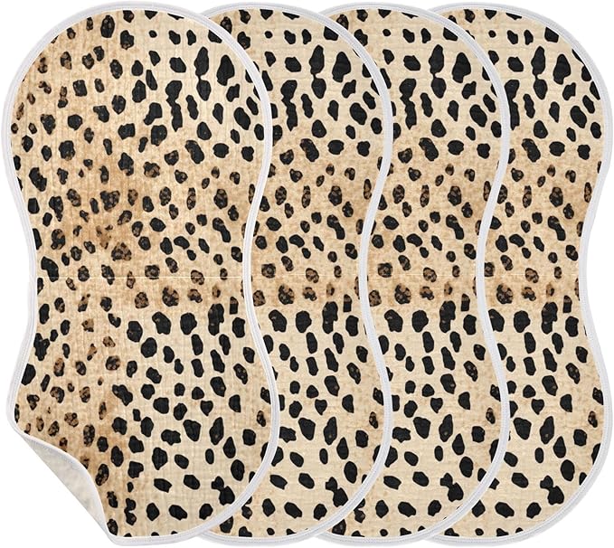 2Pcs Leopard Print Burp Cloth,Unisex Large Absorbent Soft Cotton Muslin Burping Cloths for Newborn Boys Girls,11x22in,A111124