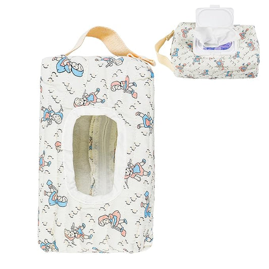 Quilted Baby Wipe Holder Floral Diaper Pouch Portable Quilted Wipes Bag for Car, Stroller