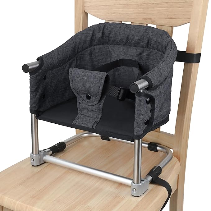Booster Seat for Dining Table, 3-in-1 Portable Toddler Booster Chair with Safety Buckle, Height Adjustable & Foldable Baby Feeding Seat, Travel High Chair with Washable Cover & Storage Pocket - Black