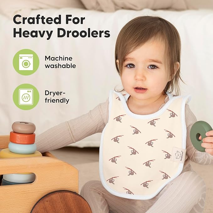 KeaBabies 8-Pack Bibs for Baby Girl, Boy - Pullover Large Baby Bibs for Drooling and Teething Infant, Newborn, Soft & Absorbent Organic Cotton, Long Torso Coverage Keep Toddler Clean & Dry (Wildscape)