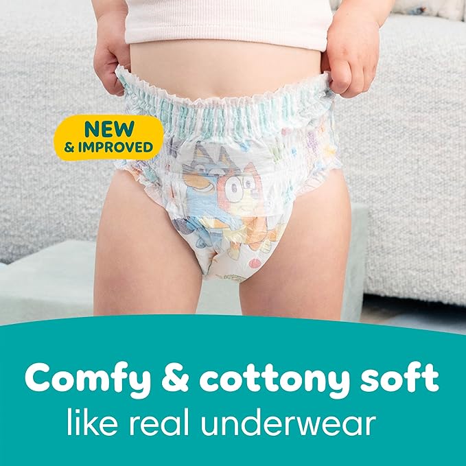 Pampers Easy Ups Girls & Boys Potty Training Pants, Size 6T-7T, 40 Count, Bluey Absorbent Training Underwear, Up to 100% Leakproof Day and Night, Hypoallergenic (Packaging May Vary)