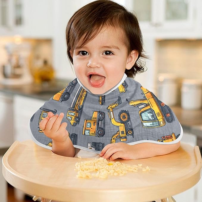 Construction Excavator Trucks Burp Cloths Baby Boys Girls Absorbent Soft Cotton Burping Cloths Rags, 1 Pack