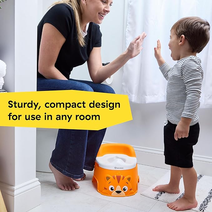 Baby Einstein Tinkle and Reveal Tiger Potty Training Toilet, Non-Skid Toddler Potty, Removable Bowl, Ages 18+ Months