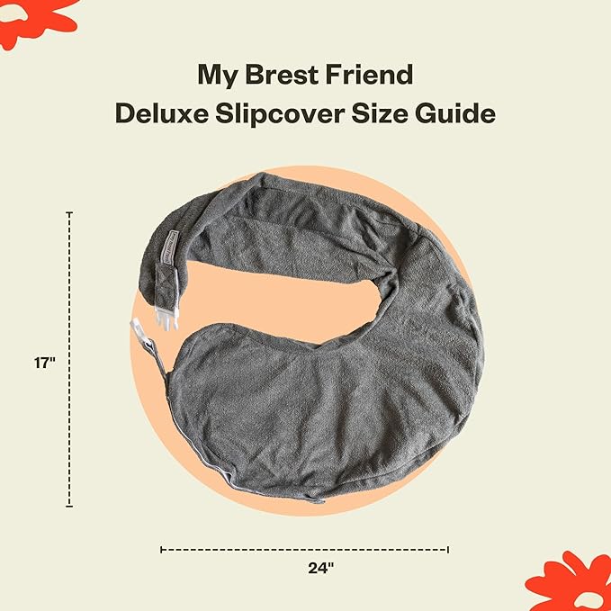 My Brest Friend Deluxe Nursing Pillow Cover - Slipcovers for Baby - Adjustable Fit, Easy Care, Durable - Original Nursing Pillow Not Included, Dark Grey