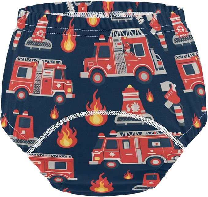 Little Girls Training Underwear Absorb Water Boxer Briefs Underwear Under Garment for Kids 4T Hand Drawn Fire Trucks