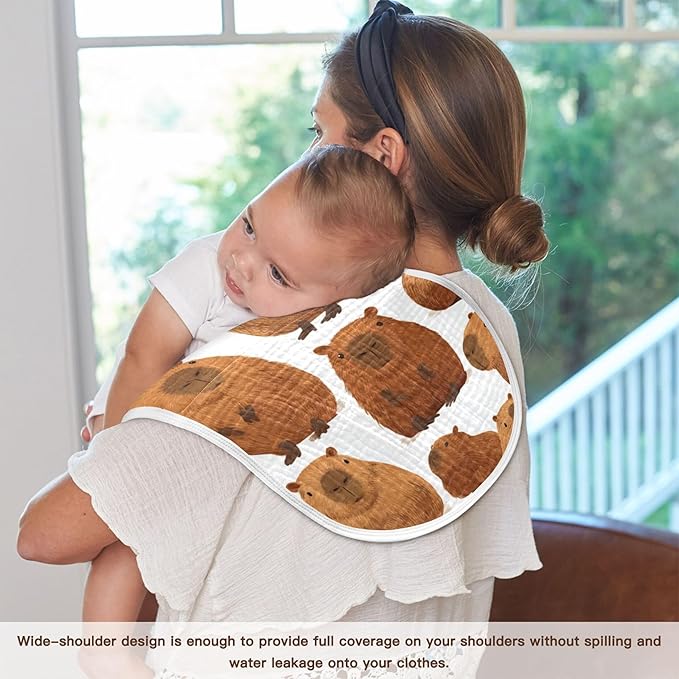 Cute Capybara Burp Cloths Baby Boys Girls Absorbent Soft Cotton Burping Cloths Rags, 4 Pack