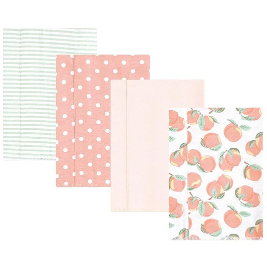 Hudson Baby Unisex Baby Cotton Flannel Burp Cloths, Sweet Peach, One Size