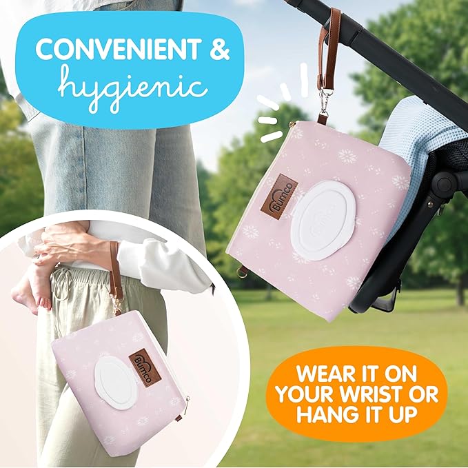 Bumco Diaper Clutch Bag - Portable Wipes Dispenser & Diaper Holder, Airtight Travel Baby Wipes Case, Wipe Dispenser Travel Baby Wipes Dispenser On the Go, Diaper Wristlet