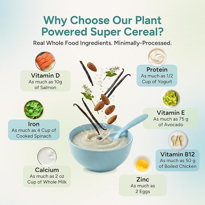 Else Nutrition Organic Baby Cereal 6+ Months Infants - Easy prep Wholefood Plant‑Powered Baby Cereal with Buckwheat, Gluten‑Free & Dairy‑Free, Purity Certified | Gentle Start (Vanilla Pack of 6)