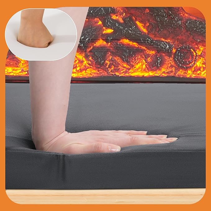 ROYALAY Fireplace Cushions for Hearth Sitting, 2" Thick Fireplace Cover Kid Proof with Anti-Slip Backing, 72"x 16" Hearth Cushion with Removable Cover