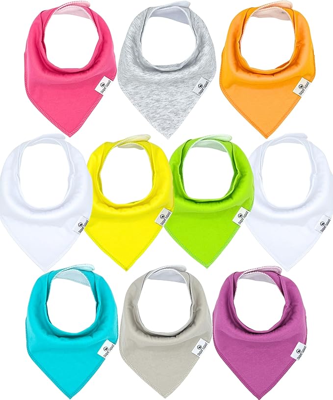 DiaperSquad's 100% Organic Cotton Baby Drool Bibs, Super Absorbent & Adjustable Baby Bibs for Drooling and Teething