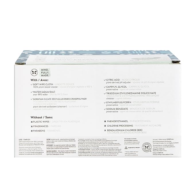 The Honest Company Hypoallergenic Multi-Use Baby Wipes for Sensitive Baby Skin, Balance Blues, 288 Count (Pack of 3)
