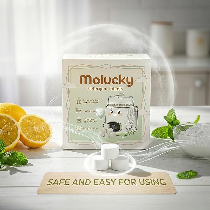 Baby Bottle Washer Detergent Tablets - 120 Count, Natural Enzyme Cleaner for Milk Fat & Odors, Hard Water Non-Residue Formula, Compatible with Momcozy KleanPal Pro, Baby Brezza, and Grownsy Washers