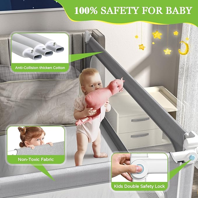 yulongtengfei 3-Piece King Size Bed Rail for Toddlers - Adjustable Height Guard with Sturdy Installation, Kids Safety Bed Rail for King Size Bed