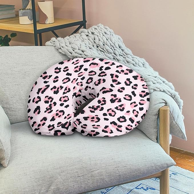 Leopard Pink Nursing Pillow Cover for Infant Removable Neutral Breastfeeding Pillow Cover Soft Stretchy Breastfeeding Pillow Slipcover