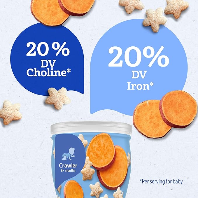 Gerber Stage 3 Baby Snacks, Sweet Potato Puffs, Puffed Grain Snack, Baby Led Feeding, Iron & Choline, Puffs Snacks for Babies, 6-Pack