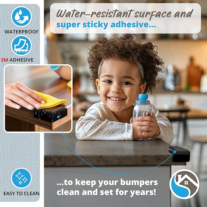 12-Pack Baby Proofing Corner Protectors, Furniture Corner and Edge Safety Bumpers, Soft Rubber Foam Cushion Covers, 3M Taped Corner Guards, Baby Child Proofing Pads, Table Corner Covers, Black