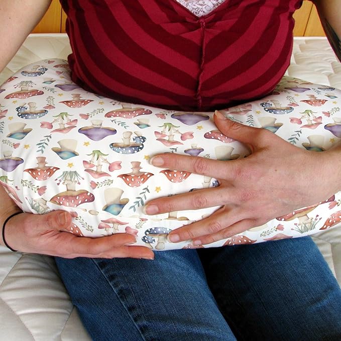 Fairytale Mushroom Baby Nursing Pillow Covers for Boy Girl Colorful Mushrooms Floral Leaves Nursing Pillowcase for Breastfeeding Pillows Magical Plant Soft Stretchy Slipcovers for Newborn Infant