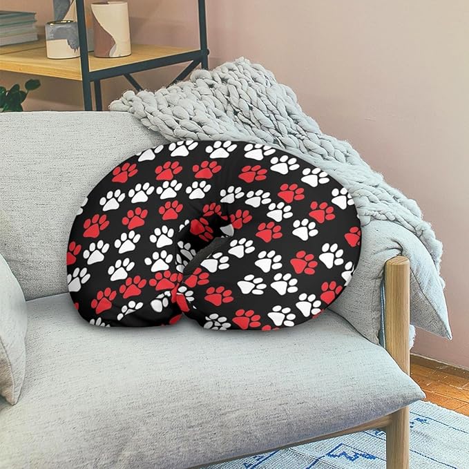 Forchrinse White Red Dog Paw Print Nursing Pillow Cover for Girls Boys Baby Nursing Pillow Slipcover for Puppy’s Lover