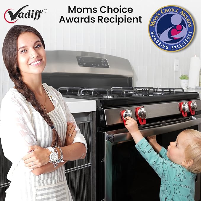 2025-26 Mom's Choice Winner- Gas Stove Knob Locks Thick Gray Silicone Stove Knob Safety Covers for Toddlers Pets - Child Proof Universal Size Knobs - Baby Proofing Protectors for Electric Stoves- 5Pcs
