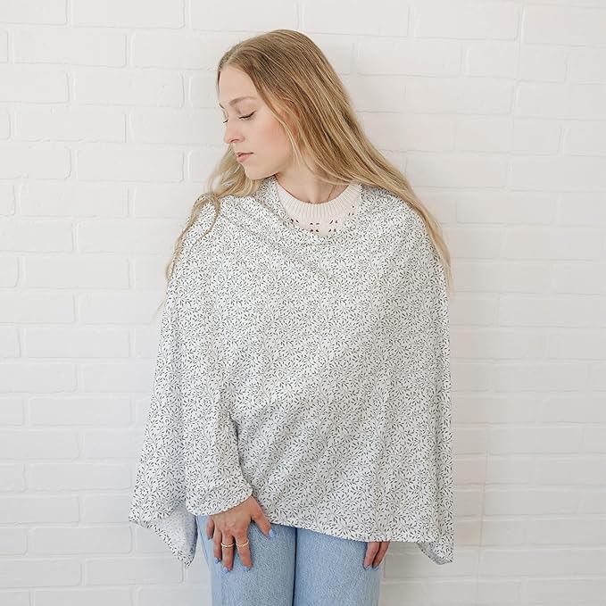 Sorrel + Fern Nursing Cover Up for Breastfeeding - Breathable Breastfeeding Cover with Removable Arch Neckline for Women - Breast Feeding Covers for Women (Sage Leaf)