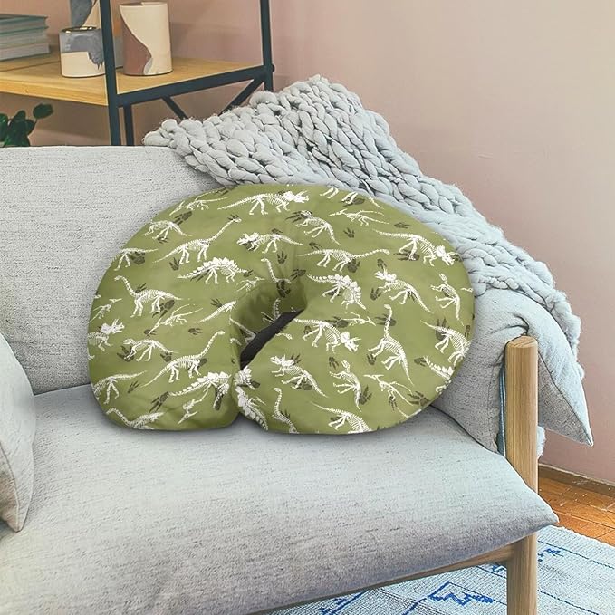 Jeiento Green Dinosaur Breastfeeding Pillow Covers Soft Comfort Dinosaur Nursing Pillow Case Stretchy Removable Slipcover for Newborn Boys Girls,Bottle Feeding,Cover Only
